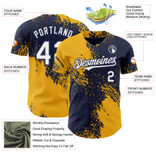 Load image into Gallery viewer, Custom Navy White-Gold Abstract Brush Stroke Authentic Baseball Jersey
