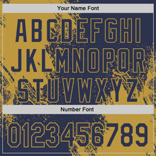 Load image into Gallery viewer, Custom Navy-Old Gold Abstract Brush Stroke Authentic Baseball Jersey

