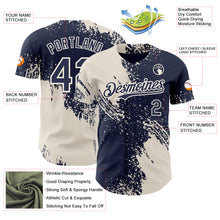 Laden Sie das Bild in den Galerie-Viewer, Custom Navy-Cream Abstract Brush Stroke Authentic Baseball Jersey
