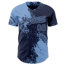 Charger l'image dans la galerie, Custom Navy-Light Blue Abstract Brush Stroke Authentic Baseball Jersey

