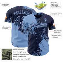 Charger l'image dans la galerie, Custom Navy-Light Blue Abstract Brush Stroke Authentic Baseball Jersey
