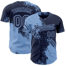 Charger l'image dans la galerie, Custom Navy-Light Blue Abstract Brush Stroke Authentic Baseball Jersey
