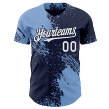 Load image into Gallery viewer, Custom Navy White-Light Blue Abstract Brush Stroke Authentic Baseball Jersey
