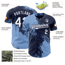 Load image into Gallery viewer, Custom Navy White-Light Blue Abstract Brush Stroke Authentic Baseball Jersey
