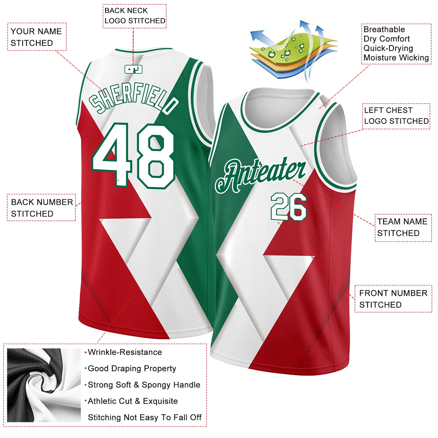 Cheap Custom Kelly Green White-Red 3D Mexico Authentic Basketball Jersey  Free Shipping – CustomJerseysPro