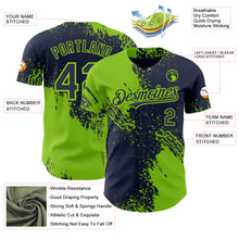 Laden Sie das Bild in den Galerie-Viewer, Custom Navy-Neon Green Abstract Brush Stroke Authentic Baseball Jersey
