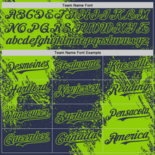 Laden Sie das Bild in den Galerie-Viewer, Custom Navy-Neon Green Abstract Brush Stroke Authentic Baseball Jersey
