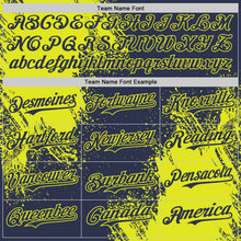 Laden Sie das Bild in den Galerie-Viewer, Custom Navy-Neon Yellow Abstract Brush Stroke Authentic Baseball Jersey
