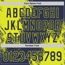 Laden Sie das Bild in den Galerie-Viewer, Custom Navy-Neon Yellow Abstract Brush Stroke Authentic Baseball Jersey

