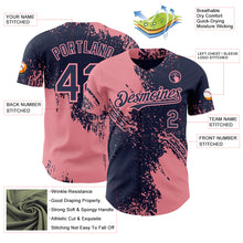 Laden Sie das Bild in den Galerie-Viewer, Custom Navy-Medium Pink Abstract Brush Stroke Authentic Baseball Jersey
