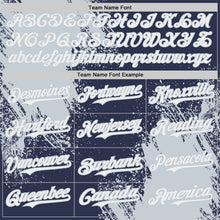 Загрузить изображение в средство просмотра галереи, Custom Navy White-Silver Abstract Brush Stroke Authentic Baseball Jersey
