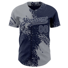 Laden Sie das Bild in den Galerie-Viewer, Custom Navy-Gray Abstract Brush Stroke Authentic Baseball Jersey
