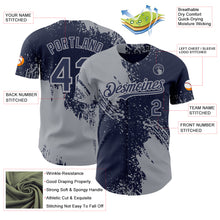 Laden Sie das Bild in den Galerie-Viewer, Custom Navy-Gray Abstract Brush Stroke Authentic Baseball Jersey
