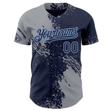 Charger l'image dans la galerie, Custom Navy Gray-Light Blue Abstract Brush Stroke Authentic Baseball Jersey
