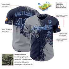 Charger l'image dans la galerie, Custom Navy Gray-Light Blue Abstract Brush Stroke Authentic Baseball Jersey
