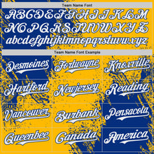 Charger l'image dans la galerie, Custom Gold White-Royal Abstract Brush Stroke Authentic Baseball Jersey
