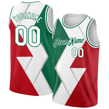 Custom Kelly Green White-Red 3D Mexico Authentic Basketball Jersey