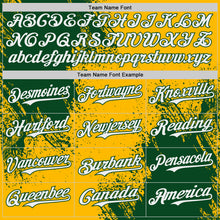 Load image into Gallery viewer, Custom Gold White-Green Abstract Brush Stroke Authentic Baseball Jersey
