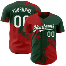 Laden Sie das Bild in den Galerie-Viewer, Custom Green White-Red Abstract Brush Stroke Authentic Baseball Jersey
