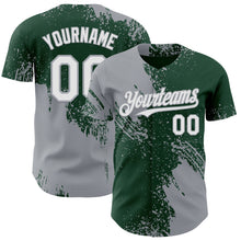 Load image into Gallery viewer, Custom Green White-Gray Abstract Brush Stroke Authentic Baseball Jersey
