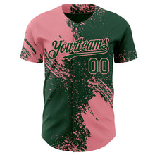 Загрузить изображение в средство просмотра галереи, Custom Green-Medium Pink Abstract Brush Stroke Authentic Baseball Jersey
