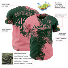 Загрузить изображение в средство просмотра галереи, Custom Green-Medium Pink Abstract Brush Stroke Authentic Baseball Jersey
