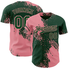 Загрузить изображение в средство просмотра галереи, Custom Green-Medium Pink Abstract Brush Stroke Authentic Baseball Jersey
