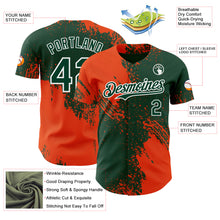 Laden Sie das Bild in den Galerie-Viewer, Custom Green Orange-White Abstract Brush Stroke Authentic Baseball Jersey
