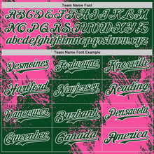 Load image into Gallery viewer, Custom Green Pink-White Abstract Brush Stroke Authentic Baseball Jersey
