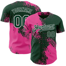 Load image into Gallery viewer, Custom Green Pink-White Abstract Brush Stroke Authentic Baseball Jersey
