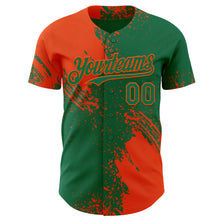Charger l'image dans la galerie, Custom Kelly Green-Orange Abstract Brush Stroke Authentic Baseball Jersey
