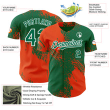Laden Sie das Bild in den Galerie-Viewer, Custom Kelly Green Orange-White Abstract Brush Stroke Authentic Baseball Jersey
