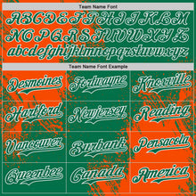 Laden Sie das Bild in den Galerie-Viewer, Custom Kelly Green Orange-White Abstract Brush Stroke Authentic Baseball Jersey
