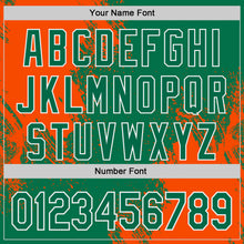 Laden Sie das Bild in den Galerie-Viewer, Custom Kelly Green Orange-White Abstract Brush Stroke Authentic Baseball Jersey
