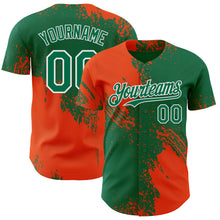 Laden Sie das Bild in den Galerie-Viewer, Custom Kelly Green Orange-White Abstract Brush Stroke Authentic Baseball Jersey
