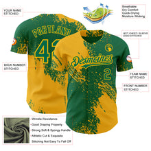 Laden Sie das Bild in den Galerie-Viewer, Custom Kelly Green-Gold Abstract Brush Stroke Authentic Baseball Jersey
