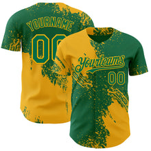 Laden Sie das Bild in den Galerie-Viewer, Custom Kelly Green-Gold Abstract Brush Stroke Authentic Baseball Jersey
