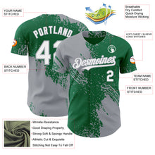 Load image into Gallery viewer, Custom Kelly Green White-Gray Abstract Brush Stroke Authentic Baseball Jersey
