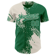 Laden Sie das Bild in den Galerie-Viewer, Custom Kelly Green-Cream Abstract Brush Stroke Authentic Baseball Jersey
