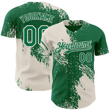 Laden Sie das Bild in den Galerie-Viewer, Custom Kelly Green-Cream Abstract Brush Stroke Authentic Baseball Jersey
