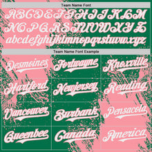 Load image into Gallery viewer, Custom Kelly Green White-Medium Pink Abstract Brush Stroke Authentic Baseball Jersey
