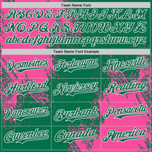 Load image into Gallery viewer, Custom Kelly Green Pink-White Abstract Brush Stroke Authentic Baseball Jersey
