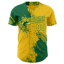 Загрузить изображение в средство просмотра галереи, Custom Yellow-Kelly Green Abstract Brush Stroke Authentic Baseball Jersey
