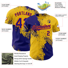 Load image into Gallery viewer, Custom Yellow Dark Purple-Orange Abstract Brush Stroke Authentic Baseball Jersey
