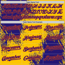 Load image into Gallery viewer, Custom Yellow Dark Purple-Orange Abstract Brush Stroke Authentic Baseball Jersey

