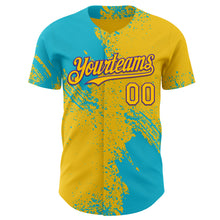 Загрузить изображение в средство просмотра галереи, Custom Yellow Lakes Blue-Purple Abstract Brush Stroke Authentic Baseball Jersey
