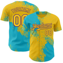 Загрузить изображение в средство просмотра галереи, Custom Yellow Lakes Blue-Purple Abstract Brush Stroke Authentic Baseball Jersey
