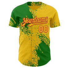 Load image into Gallery viewer, Custom Yellow Grass Green-Red Abstract Brush Stroke Authentic Baseball Jersey
