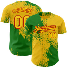 Load image into Gallery viewer, Custom Yellow Grass Green-Red Abstract Brush Stroke Authentic Baseball Jersey
