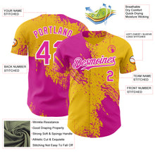 Charger l'image dans la galerie, Custom Yellow Deep Pink-White Abstract Brush Stroke Authentic Baseball Jersey
